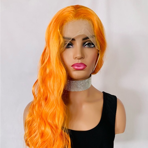 24” Beautiful Orange 13x2.5 Lace Front Premium Fiber Wig for Cosplay/Halloween… - Picture 5 of 15